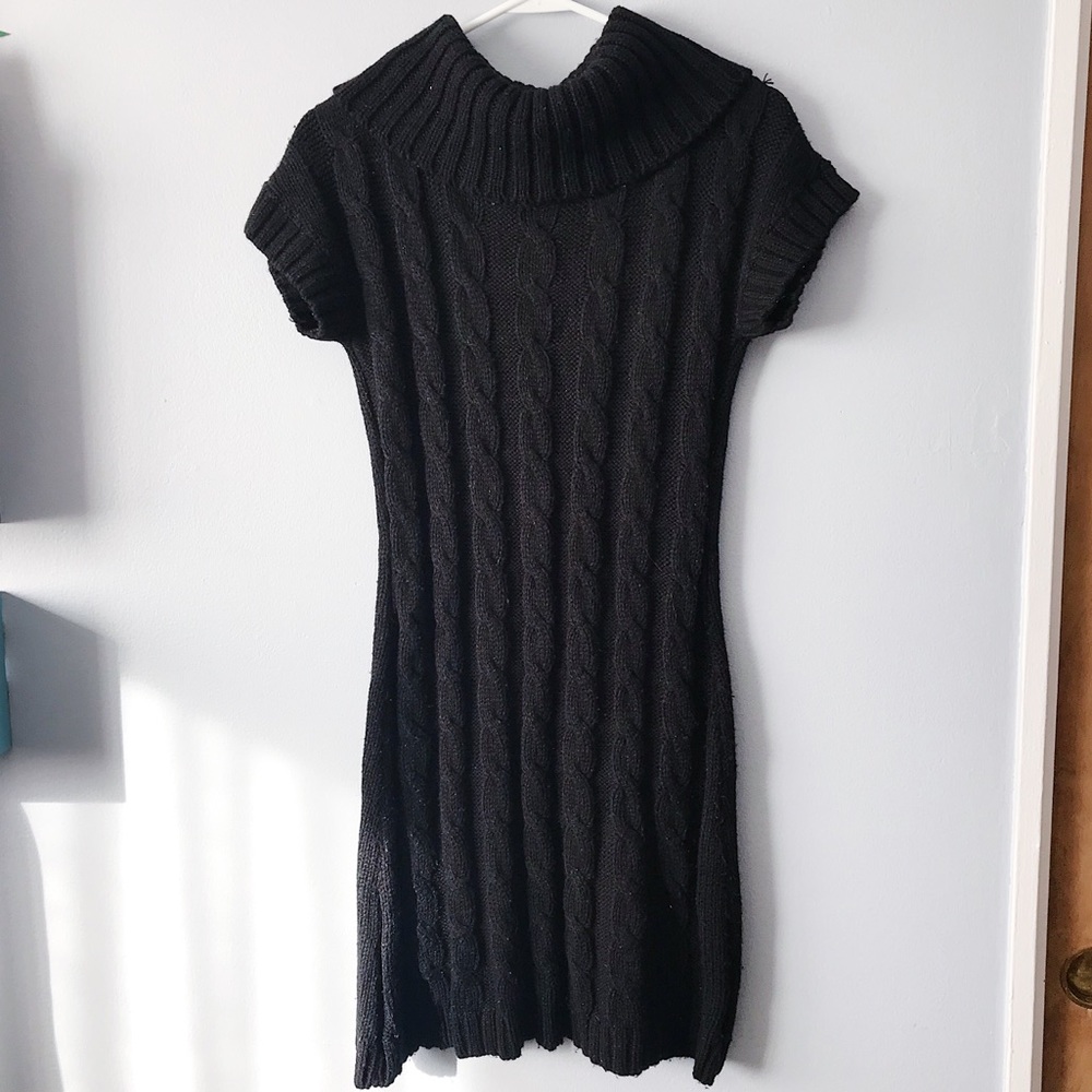 Say What? Black Fitted Sweater Dress